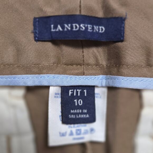 NWOT Women's 10 Lands' End Fit 1 Chino Khaki Straight Leg Pants Flat Front Tan - Picture 14 of 15